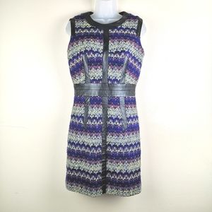 Milly Sheath Wool Leather Trim Dress Size 4
